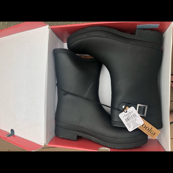 Chooka Rain Boot Plush Mid Height Black Fur  NIB - Picture 8 of 10